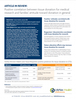 Brochure - Article in Review: Authorization of tissue from deceased patients for genetic research